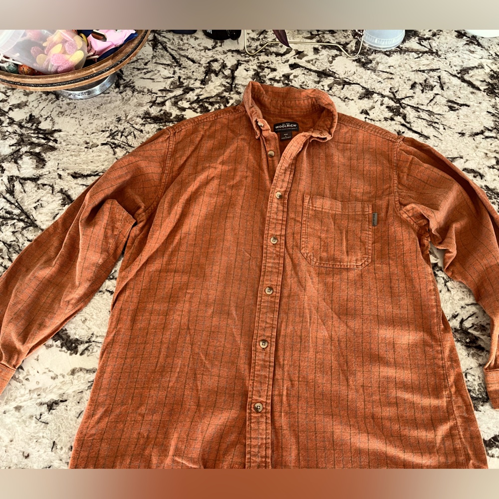 WOOLRICH Plaid brushed  Flannel Button Down Cotton Collared Shirt Size Large
